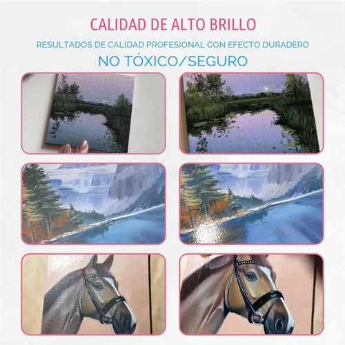 Miniatura 4 de GRANOTONE Barniz de acabado acrílico de alto brillo transparente de 100 ml, no amarillea, no tóxico, anticraquelado de 3.38 fl oz para artistas