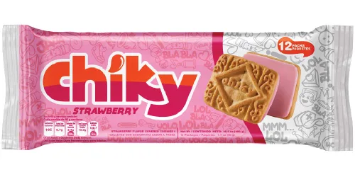 Miniatura 3 de Chiky Galletas de caramelo de fresa, crujientes y dulces, centro de crema suave, textura crujiente que se derrite en cada bocado, 16.9 onzas, 1 caja