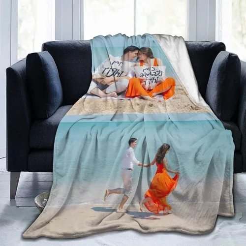 Miniatura 23 de HooSo Manta Personalizada para Cama con Fotos y Texto, Mantas Personalizadas con Collage de Fotos para Regalo de Cumpleaños Familiar y Boda, Collage