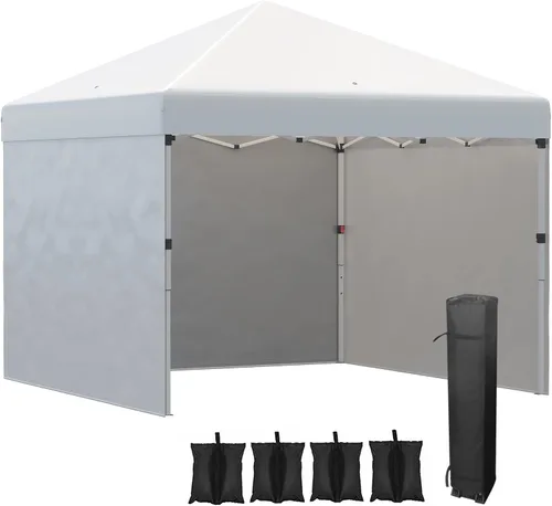 Miniatura 11 de Outsunny Tienda de campaña desplegable de 10 x 10 pies con 3 paredes laterales, bolsas de peso para piernas y bolsa de transporte, altura ajustable