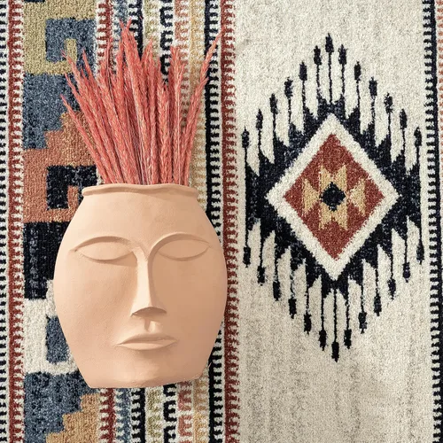 Miniatura 8 de Abani Alfombra multicolor con diseño del suroeste, alfombra de comedor con patrón tribal naranja, gris y beige que no se desprende (3 x 5 pies)