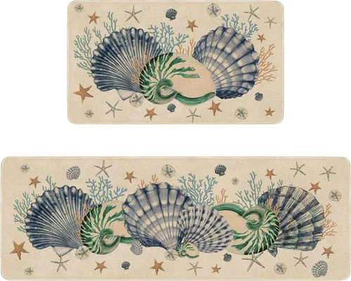 Miniatura 14 de Juego de 2 tapetes y tapetes de cocina con diseño floral de primavera, diseño floral de acuarela para piso, decoración de fregadero de cocina