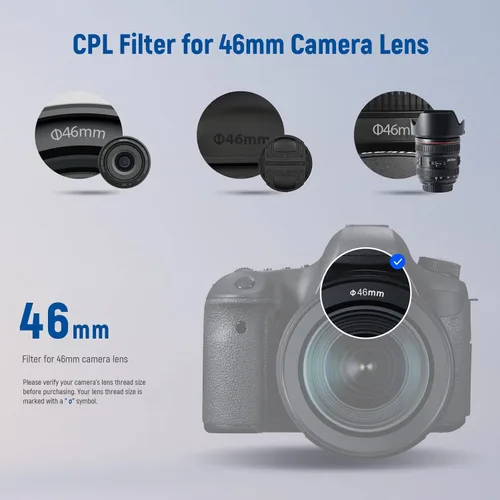 Miniatura 8 de Neewer Filtro Polarizador Circular de 46 mm de 30 Capas con Recubrimientos Nano Multirresistentes (CPL) Filtro Polarizador de Vidrio Óptico HD