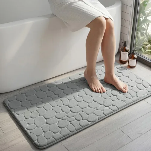 Miniatura 11 de YIHOUSE - Alfombra de espuma viscoelástica para pasillo, alfombras de baño con patrón de adoquín, superabsorbentes, alfombras de baño lavables a