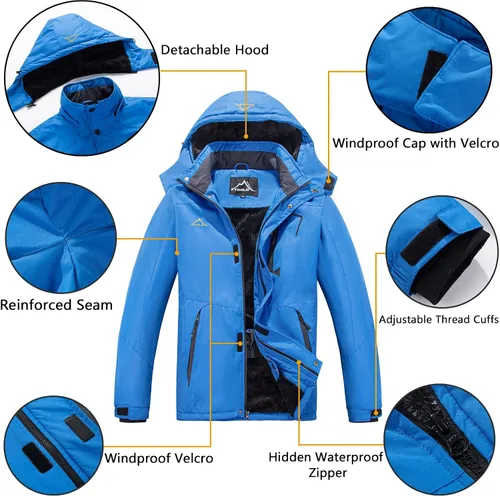 Miniatura 4 de FTIMILD Men's Ski Jacket Waterproof Warm Winter Mountain Windbreaker Hooded Raincoat Snow Jackets