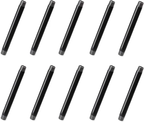 Miniatura 9 de Paquete de 10 tubos de hierro industrial de 1/2 x 2 pulgadas, acero precortado resistente, boquilla de metal roscada para proyectos de bricolaje