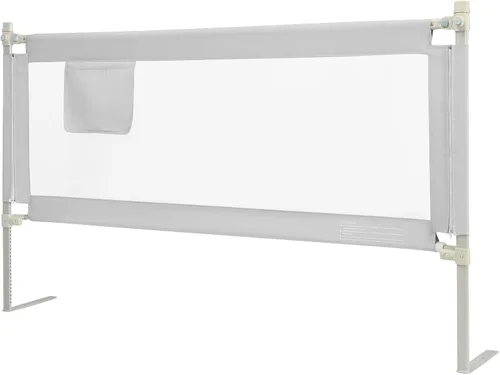 Miniatura 12 de HONEY JOY Riel de cama para niños pequeños, 47 pulgadas extra larga, barandilla de seguridad portátil con bolsillo lateral, rieles de cama
