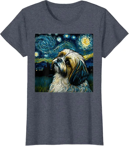 Miniatura 82 de Camiseta Surrealism Starry Night Shih Tzu Dog