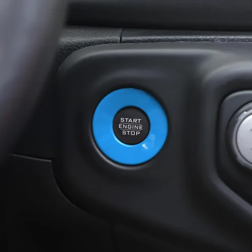 Miniatura 7 de RT-TCZ para Jeep JL Anillo de Cubierta de Botón de Arranque/Parada para Jeep Wrangler JL JLU Gladiator JT 2018-2024 Accesorios de Interior Azul Bebé