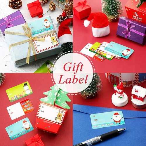 Miniatura 2 de Outus 500 Etiquetas de Navidad Autoadhesivas Etiquetas de Regalo para Regalos de Navidad Etiquetas de Nombre de Navidad Pegatinas para Papel