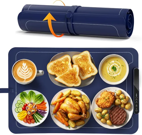 Miniatura 2 de Electactic Tapete de calentamiento para alimentos, calentador de alimentos para bufé, bandeja de calentamiento de superficie completa con ajuste