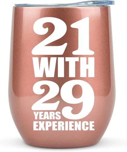 KLUBI Regalos de 50 Cumpleaños para Mujeres Divertidos - Copa de Vino de 12 Onzas 21 with 29 years Experience Regalos de 50 Cumpleaños para Ella,