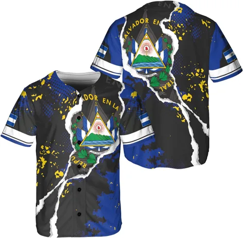 Miniatura 19 de Parvii Camiseta de béisbol personalizada de El Salvador Orgulloso, camiseta de El Salvador, camiseta de El Salvador, Jersey de El Salvador