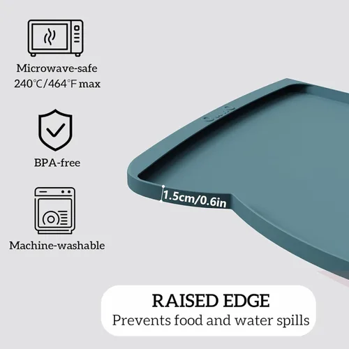Miniatura 35 de OHMO - Tapete de silicona para alimentos para gatos, tapete de alimentación de mascotas para el piso, antideslizante e impermeable, bandeja de agua