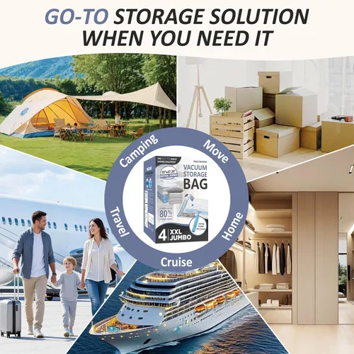 Miniatura 7 de Cozy Essential Vacuum Storage Bags, 80% Compression Vacuum Seal Space Saver Plastic Packaging Bags for Clothes, Blankets, Pillow, Bedding