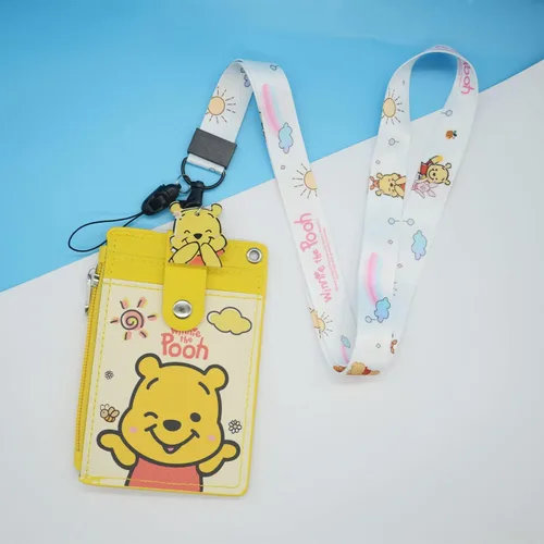Miniatura 5 de Winnie - Lindo tarjetero con cordón, tarjetero para tarjetas de crédito de identificación de Pooh, bolsa con cordón, funda para tarjetas de cuello