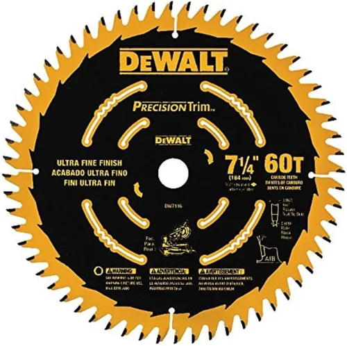 DEWALT DW7116PT DEWALT DW7116PT 60T - Hoja de sierra ingletadora con corte de precisión, 7-1/4 pulgadas