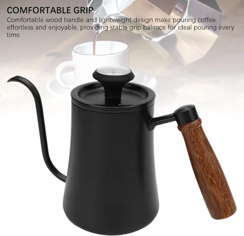 Miniatura 9 de LICAEVEY Hervidor de cuello de cisne, hervidor de café con termómetro integrado y mango de madera, estufa de acero inoxidable 304 para verter