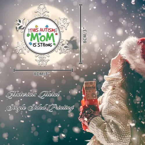 Miniatura 2 de Esta mamá con autismo es adornos de Navidad, concienciación sobre el autismo, regalos de recuerdo de Navidad, copo de nieve de metal, decoración