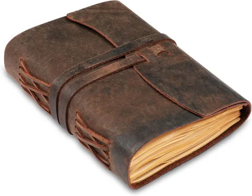 Miniatura 14 de LEATHER VILLAGE Diario encuadernado en cuero, marrón rústico, 7 x 5 pulgadas, 220 páginas, diario vintage de papel en blanco para escribir, dibujar