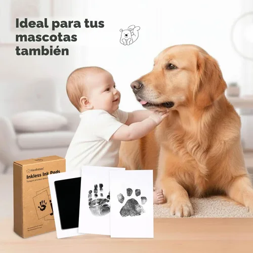 Miniatura 5 de Kit de 4 manos y huellas de bebé sin tinta, almohadilla de tinta sin desorden para recuerdos de recién nacidos, kit de huellas de nariz de perro