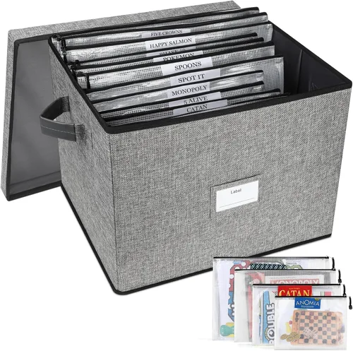 Miniatura 9 de El kit de almacenamiento para juegos de mesa incluye cesta de almacenamiento y 10 bolsas con cremallera, organizador de juegos de mesa con 1 paquete