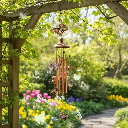 Miniatura 4 de Ukulork Campanas de Viento para Exterior en Oferta, Campana de Mariposas de Aluminio con Tubo y Gancho en S, Decoración para Patio y Jardín, Regalo