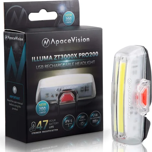 Miniatura 2 de Apace Illuma ZT3000 Luz delantera recargable USB para bicicleta con luz de 200 lúmenes para una visibilidad óptima en la bicicleta