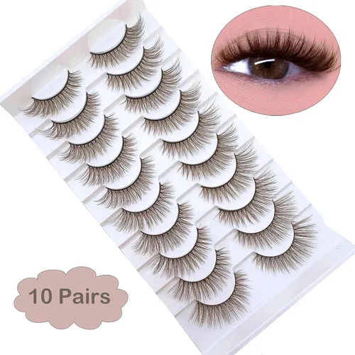 Miniatura 8 de Pestañas marrones, pestañas postizas de ojo de gato, pestañas postizas de visón esponjosas, dramáticas, de color marrón oscuro, pestañas postizas