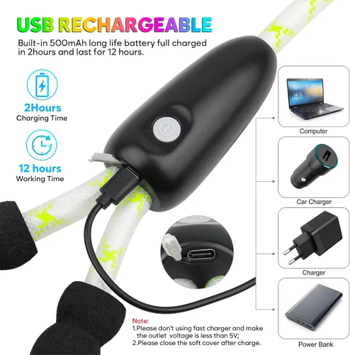 Miniatura 3 de YFbrite Correa de perro de 4 pies iluminada con 15 modos de parpadeo - Correa de perro LED súper brillante para perros pequeños, medianos y grandes