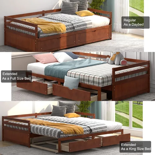 Miniatura 7 de DORTALA Sofá cama individual a King con nido y 2 cajones de almacenamiento, moderno sofá cama extensible con cama extraíble, sofá cama de doble uso