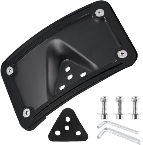 Miniatura 2 de Soporte de montaje de placa de matrícula negro curvado en posición horizontal para Harley de 3 agujeros (negro)