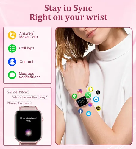 Miniatura 3 de Reloj inteligente de 1.83 pulgadas para mujer con llamada Bluetooth (respuesta/marcación), rastreador de actividad física con más de 100 modos