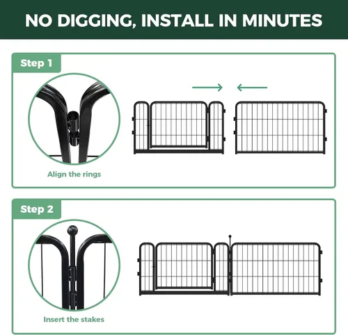 Miniatura 4 de FXW Valla de jardín al aire libre para el patio, 17 pulgadas de alto x 29.3 pies de largo, barrera de metal resistente para animales, para perros