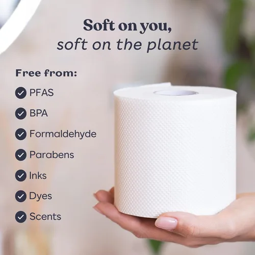 Miniatura 3 de Papel higiénico de bambú Betterway de 3 capas - Papel higiénico sostenible - 24 rollos de larga duración y 360 hojas por rollo - Seguro séptico