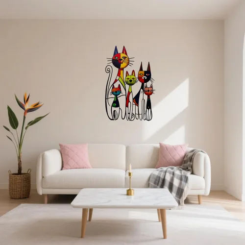 Miniatura 6 de JBCHUCI Arte de pared de gato de metal retro de mediados de siglo, decoración de escultura de hierro para el hogar, sala de estar, dormitorio