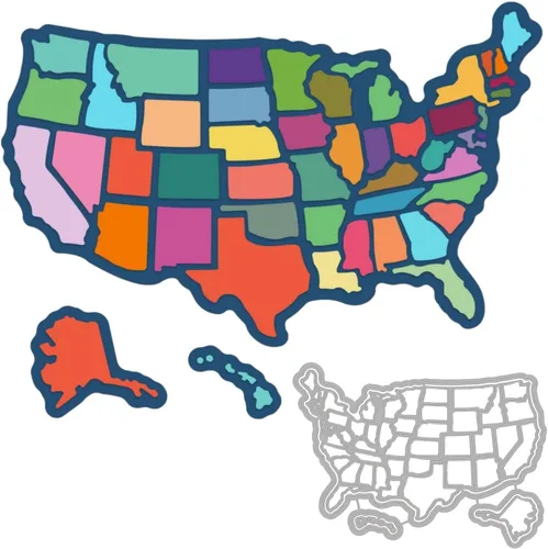GLOBLELAND Troqueles de corte de mapa americano de metal de Estados Unidos troquelados para plantillas de estampado en relieve para decoración de