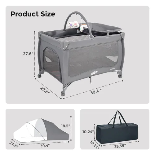 Miniatura 6 de Pamo Babe Paquete 7 en 1 con moisés, cuna portátil con colchón, cambiador de pañales, Magic Fold™ de configuración rápida de un solo paso