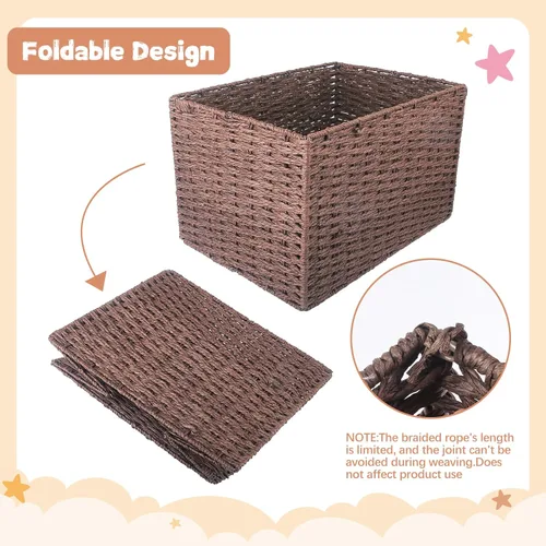 Miniatura 5 de Wisreach Cajón de madera para baby shower de armario, caja de almacenamiento para bebés con asa, cesta de almacenamiento plegable tejida a mano