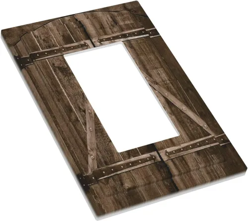 Miniatura 446 de Placa Decorativa de Pared de Granja Rústica con Cuerno de Madera para Puerta de Granero 1 Banda Duplex Cubiertas de Toma Eléctrica Soltera