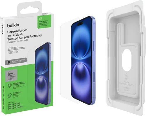 Miniatura 22 de Belkin ScreenForce InvisiGlass - Protector de pantalla de privacidad para iPhone 16 Plus, protección contra impactos resistente a los arañazos