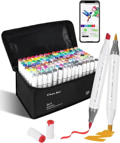 YHC 120 Marcadores de Pincel en Alcohol con Aplicación Gratuita, Marcadores Artísticos de Chen Rui con Puntas Duales para Adultos, Marcadores de