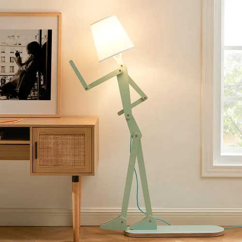 Miniatura 7 de Lámpara de pie mini de madera genial para sala de estar, dormitorio, mesita de noche - Luz decorativa de esquina para oficina, lámpara de lectura