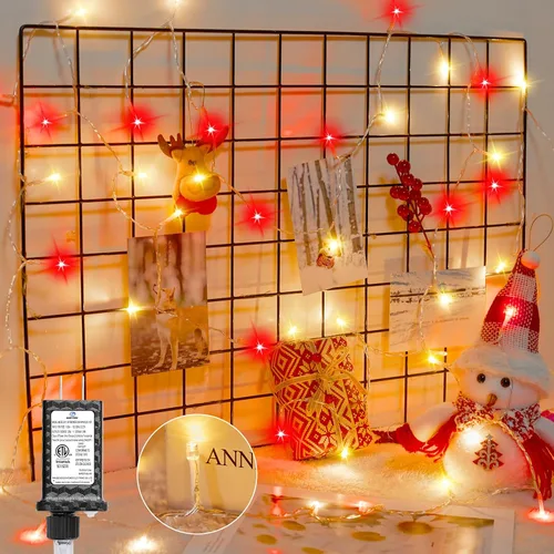 Miniatura 6 de Minetom Tira de luces de Navidad rosa y blanca, 25 pies, 500 luces LED para exteriores, impermeable, para dormitorio, patio, tapicería, patio