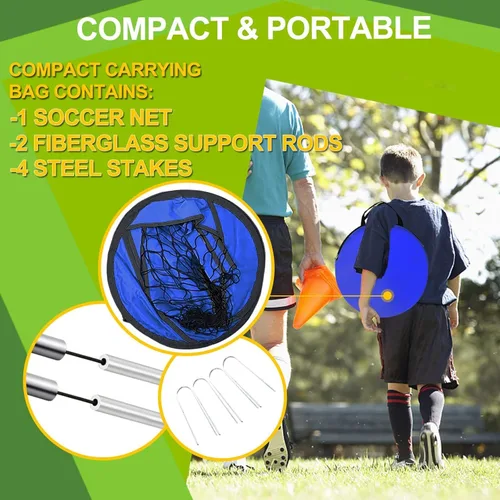 Miniatura 3 de Portería de fútbol para patio trasero – Red de fútbol portátil – Jóvenes + adultos – plegable y desplegable – Portería interior y exterior