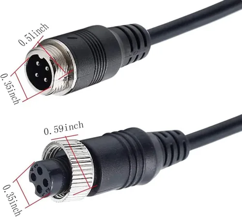 Miniatura 2 de Cable de extensión de cámara de respaldo, cable de extensión de aviación de 4 pines, para cámara de visión trasera de CCTV, camión, remolque