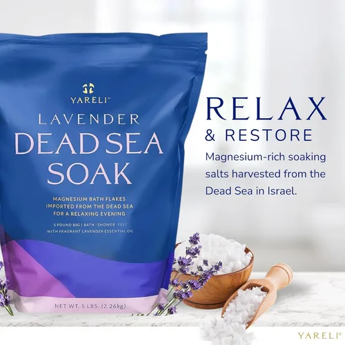 Miniatura 5 de Yareli Copos de Magnesio, 5 libras, Lavanda, Baño del Mar Muerto y Remojo de Pies, Alternativa a la Sal de Epsom con Más de 250,000 mg de Cloruro