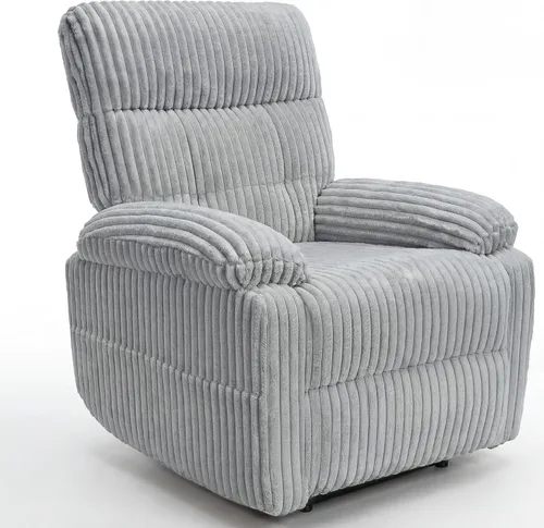 Miniatura 9 de Claiks - Silla reclinable eléctrica de gravedad cero, de pana, color gris Gravedad cero, ajustable, eléctrico, bolsillo lateral