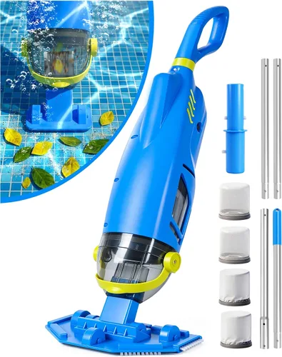 Miniatura 8 de KimPump Aspirador de piscina de mano inalámbrico con 4 bolsas de filtro, adecuado para filtración de impurezas ultrafina, cabezales de cepillo