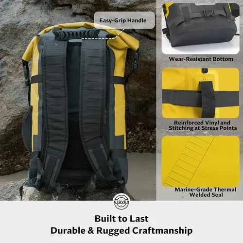 Miniatura 6 de STOVER 5/10/25/30/40/55L Waterproof Dry Bag- Roll-Top Backpack w/Phone Case- Kayaking, Hiking, Camping, Boating- Men/Women 40L Amarillo